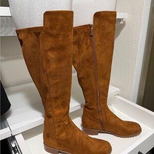 Brown Suede Knee-High Boots